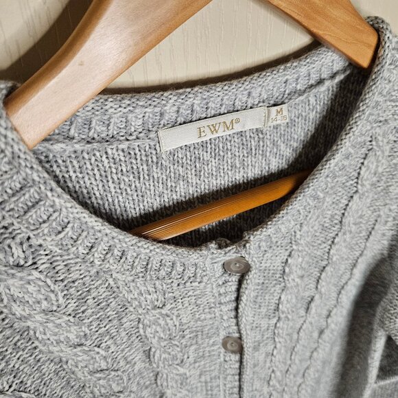 Edinburgh Woollen Mill (EWM) Gray/White Button-down Cardigan, women's M (14-16) - Picture 5 of 8